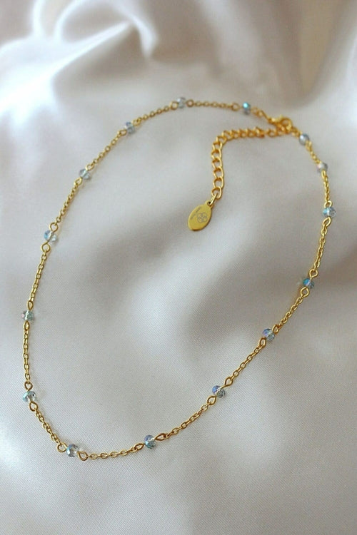 Crystal Chain Choker|18K Chrome Glass
