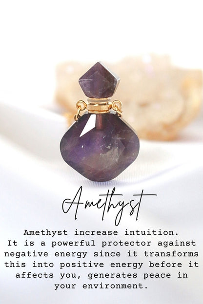 Crystal Bottle Necklace - Elegant Natural Stone Pendant