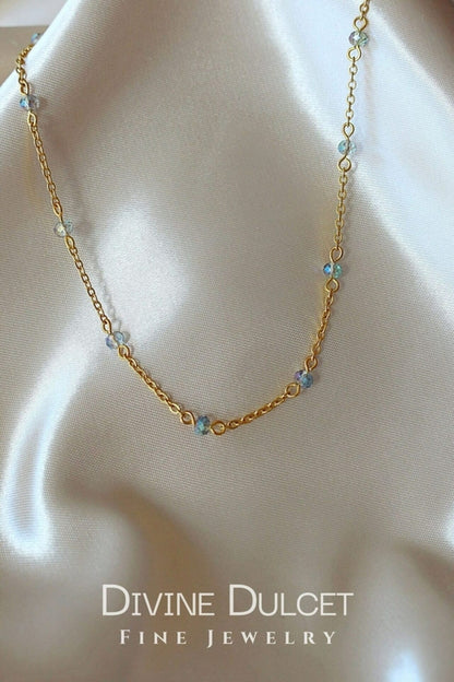 Crystal Chain Choker|18K Chrome Glass