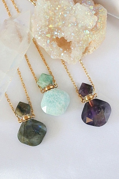 Crystal Bottle Necklace - Elegant Natural Stone Pendant