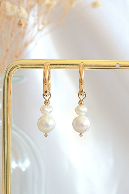 Freshwater Pearls - Dangle Hoops