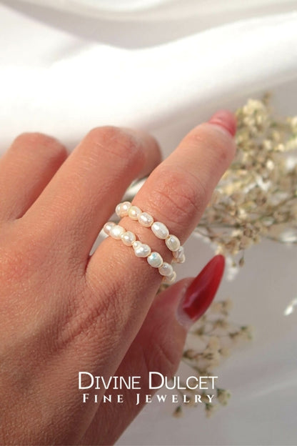 Freshwater Pearls - Spiral Ring|18K