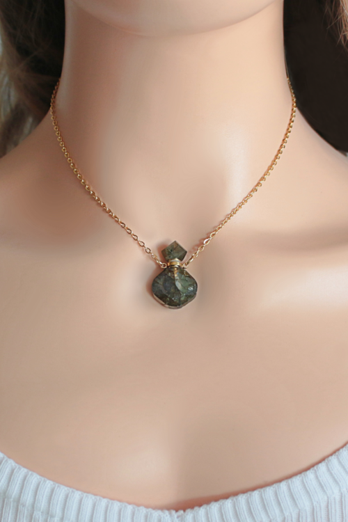 Crystal Bottle Necklace - Elegant Natural Stone Pendant