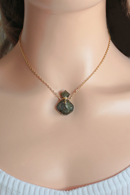 Crystal Bottle Necklace - Elegant Natural Stone Pendant