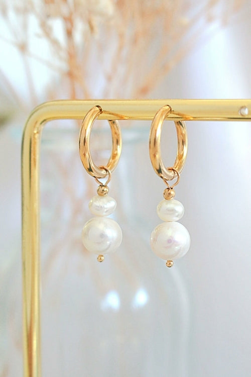 Freshwater Pearls - Dangle Hoops