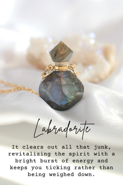 Crystal Bottle Necklace - Elegant Natural Stone Pendant